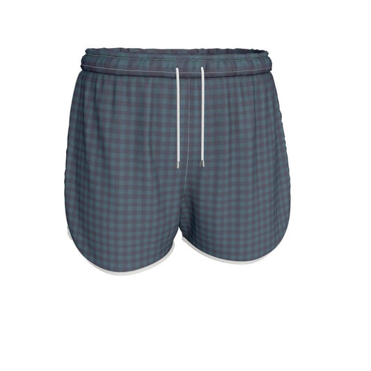Blue Gingham Womens Running Shorts