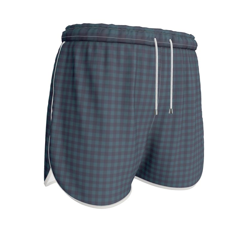 Blue Gingham Womens Running Shorts