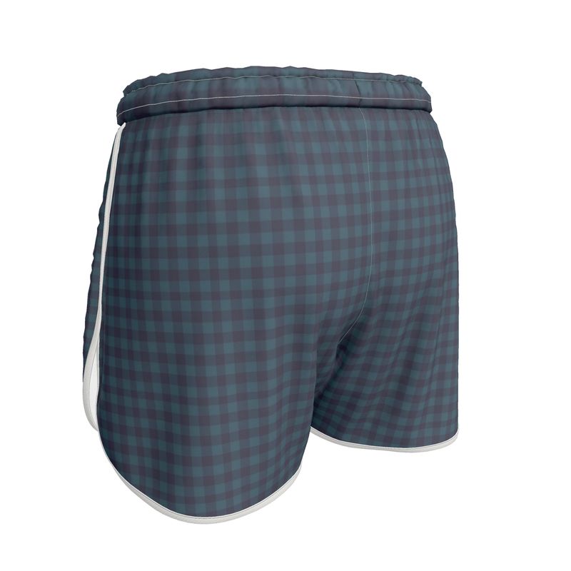 Blue Gingham Womens Running Shorts