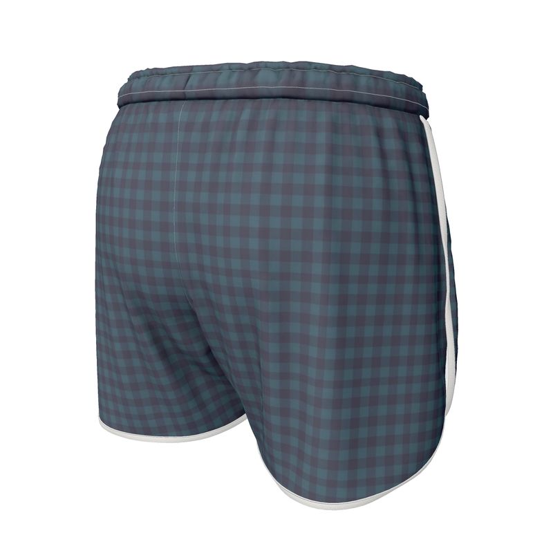 Blue Gingham Womens Running Shorts