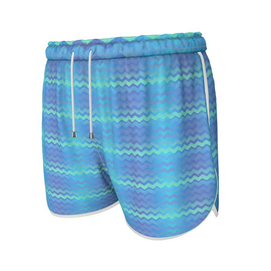Blue Green Mermaid Stripes Womens Running Shorts