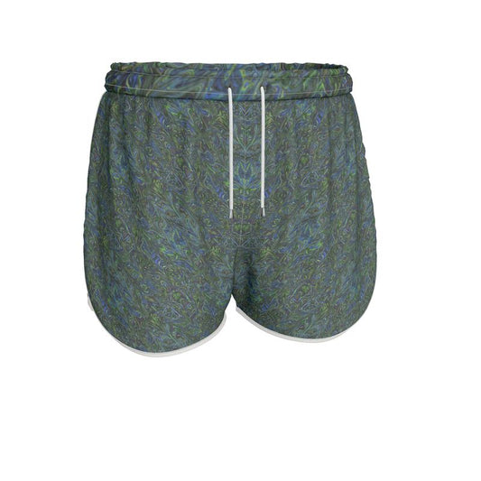 Blue Green Liquid Marbling Womens Running Shorts