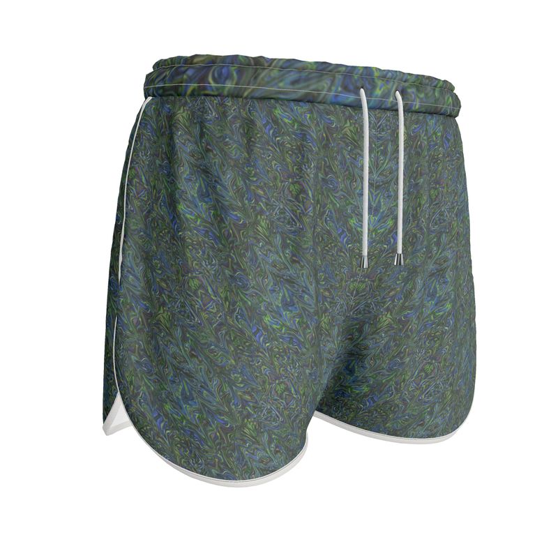 Blue Green Liquid Marbling Womens Running Shorts