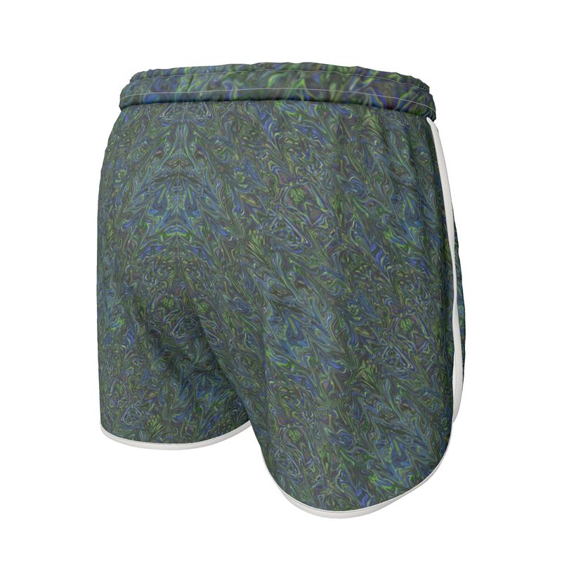 Blue Green Liquid Marbling Womens Running Shorts