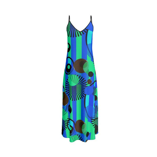 Blue Green Stripes and Dots Slip dress