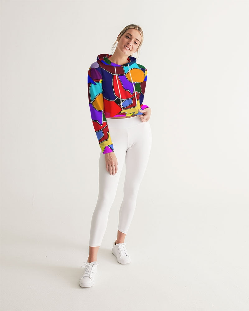Crazy Color Abstract Women's Cropped Hoodie