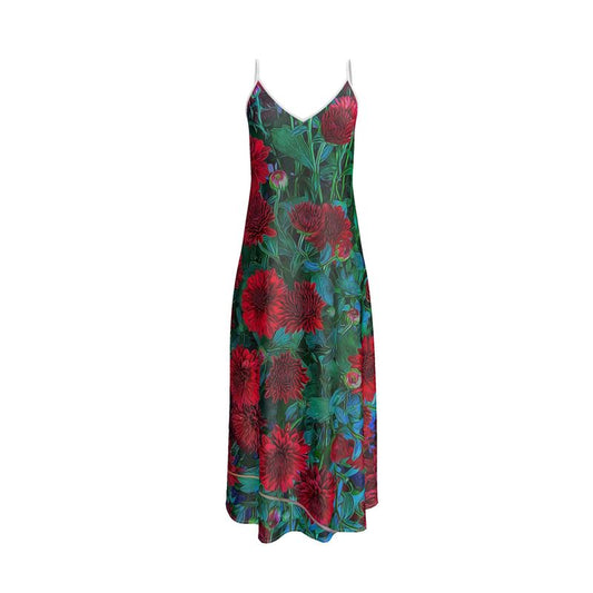 Red Mums Slip Dress
