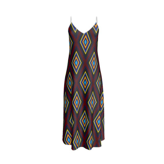 Colorful Diamonds on Red Slip Dress