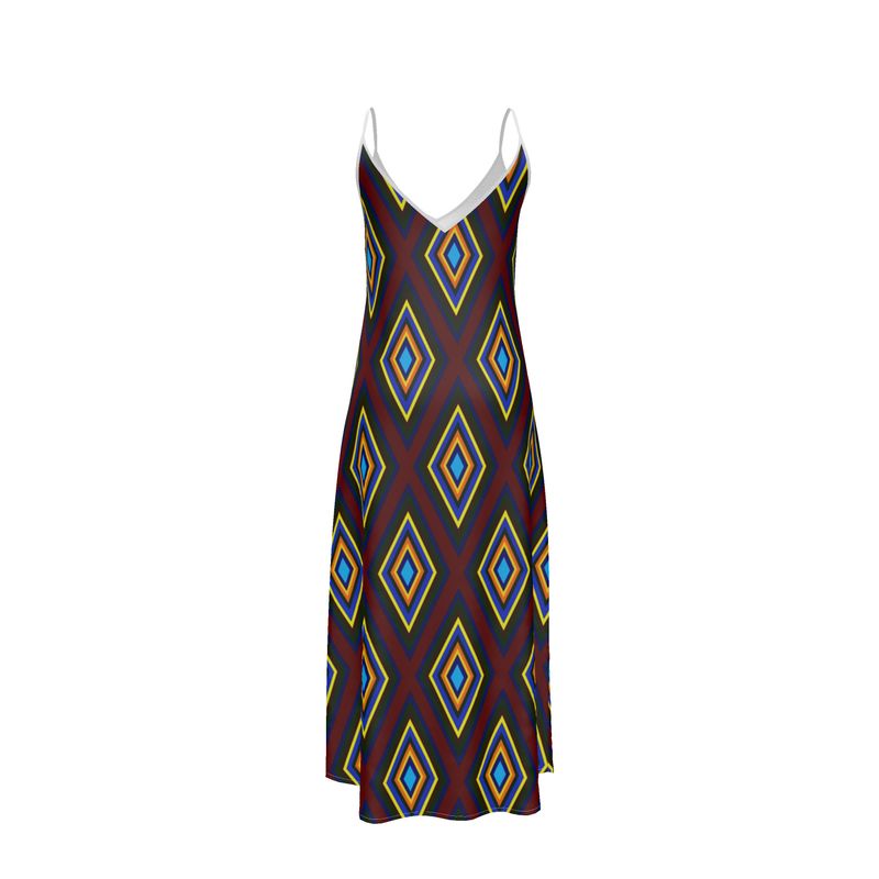 Colorful Diamonds on Red Slip Dress