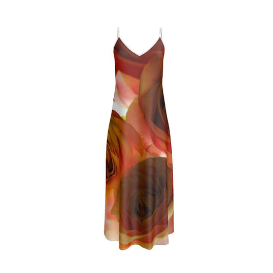 Pink and Orange Roses Slip Dress