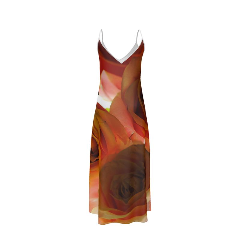 Pink and Orange Roses Slip Dress