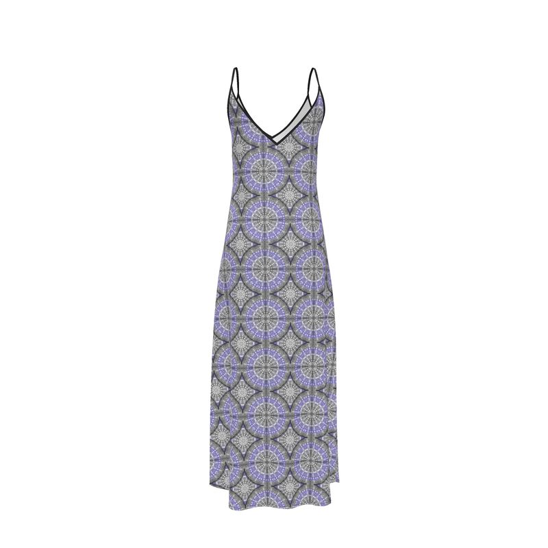 Blue and White Vines Pattern Slip Dress