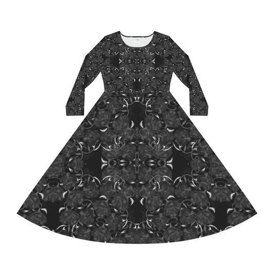 Black Roses Women's Long Sleeve Dance Dress