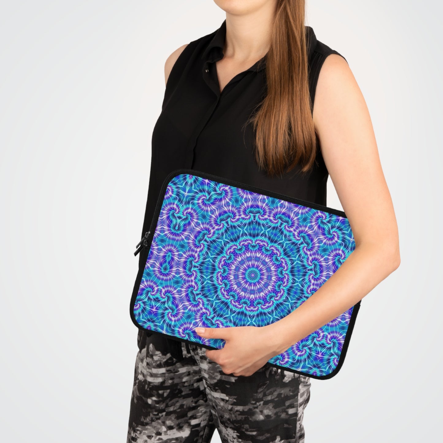 Blue and Purple Tie Dye Kaleidoscope Laptop Sleeve