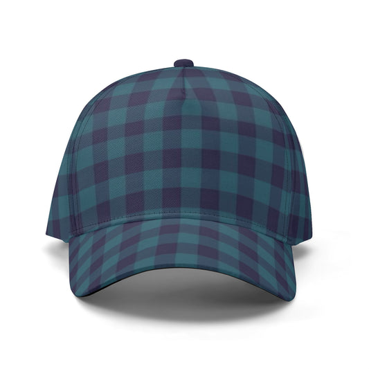 Blue Gingham All Over Printing Baseball Caps