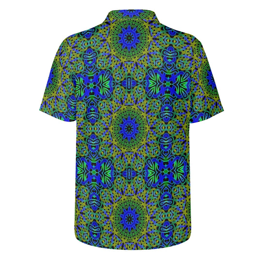 Blue Green Celtic Kaleidoscope Mens All Over Print Polo Shirt