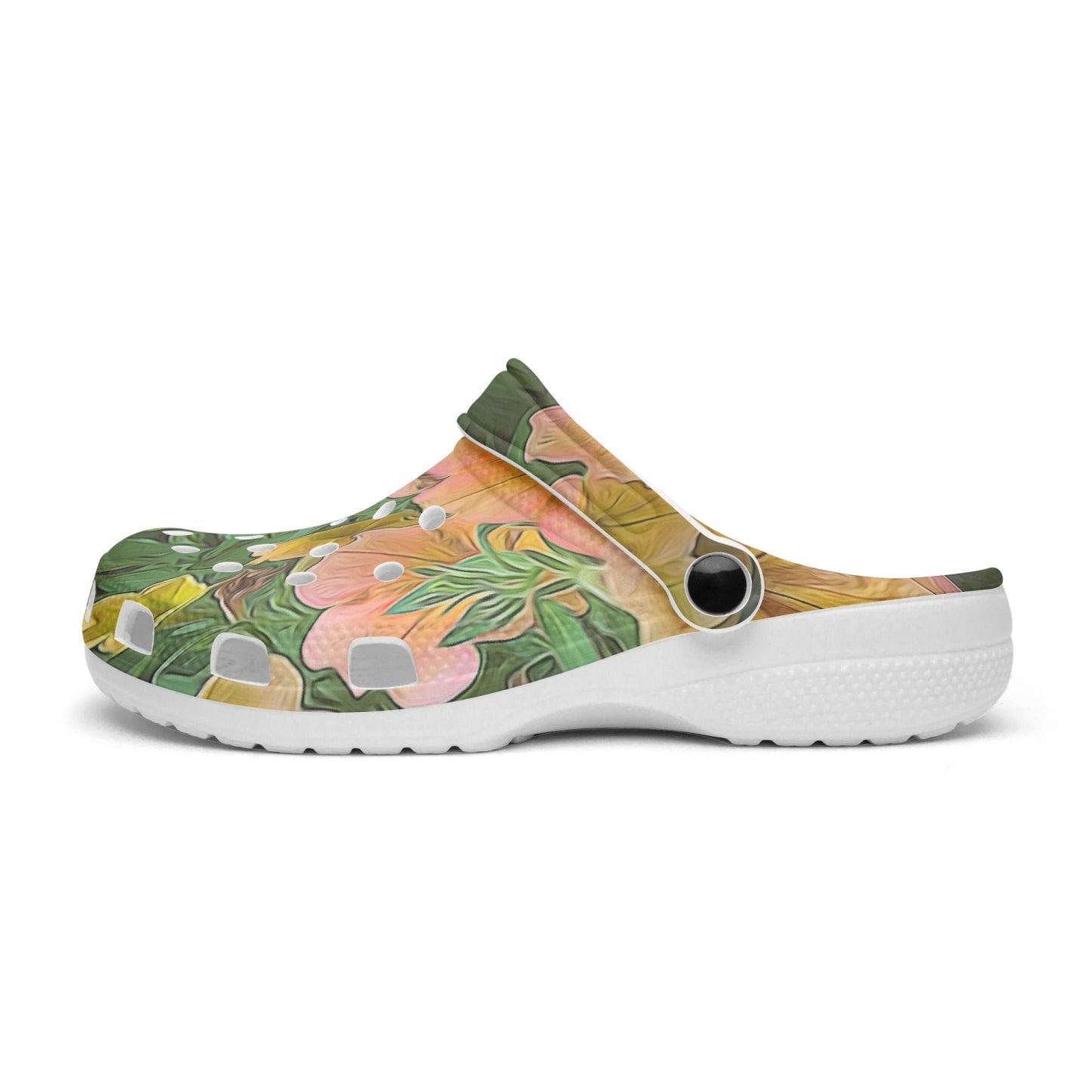 Peach Petunias 413. All Over Printed Clogs