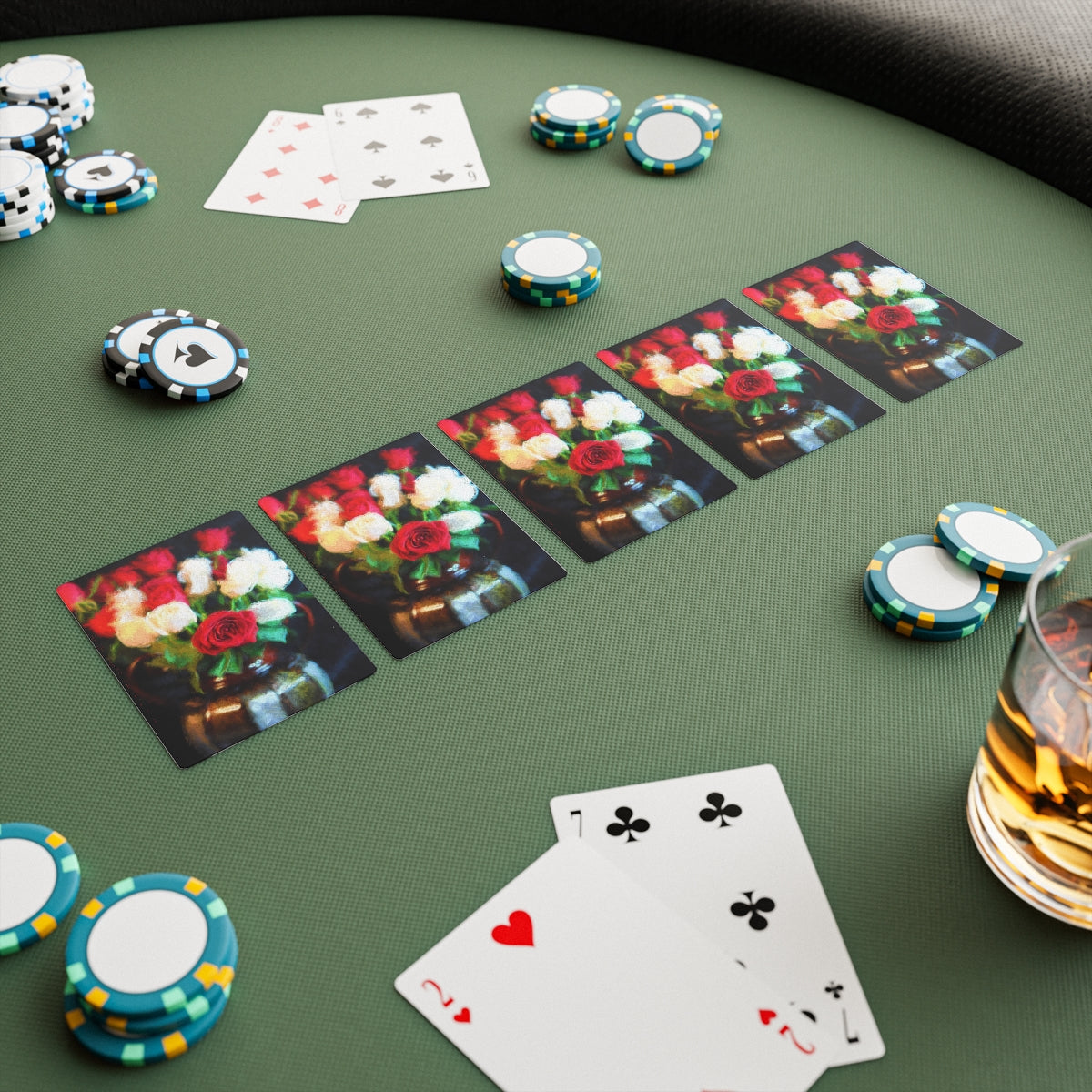 Red Roses In a Vase Poker Cards