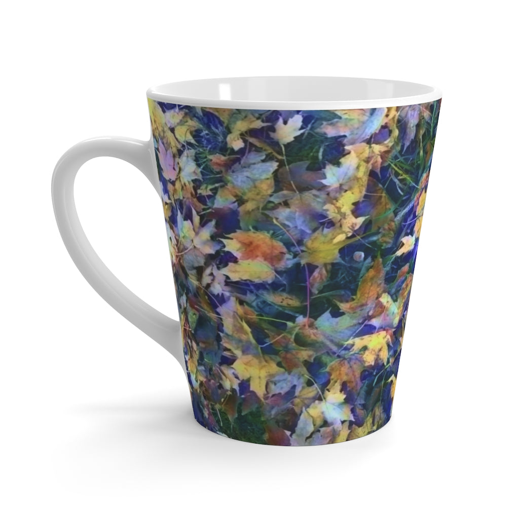 Late October Leaves In Blue Latte mug