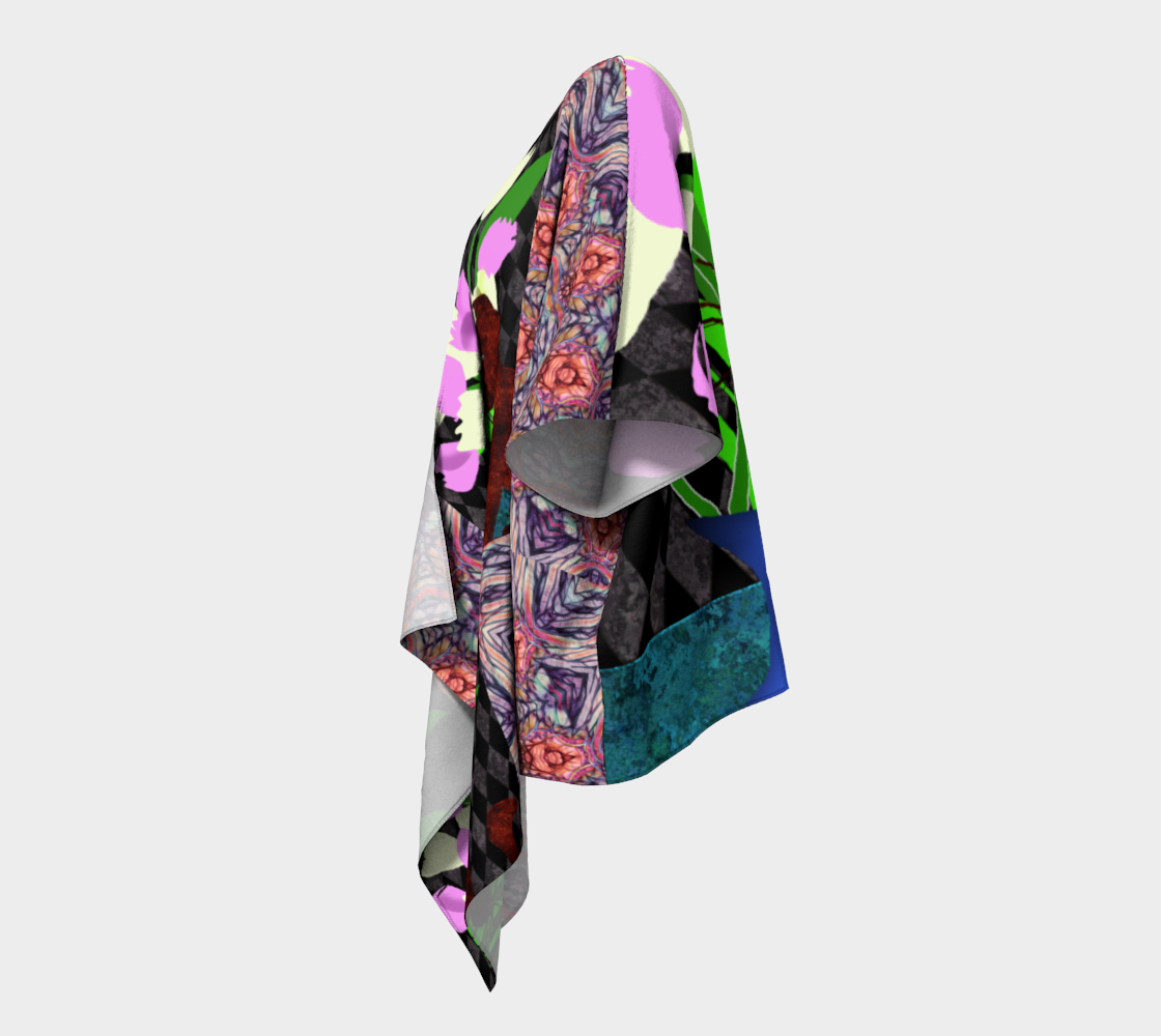 The Cat and The Tulips Draped Kimono