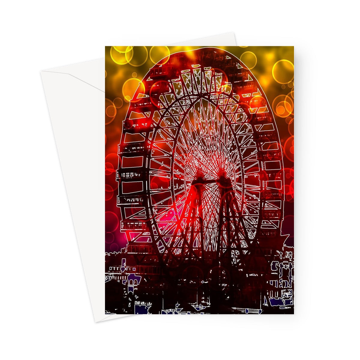 Bokeh Light Ferris Wheel Greeting Card