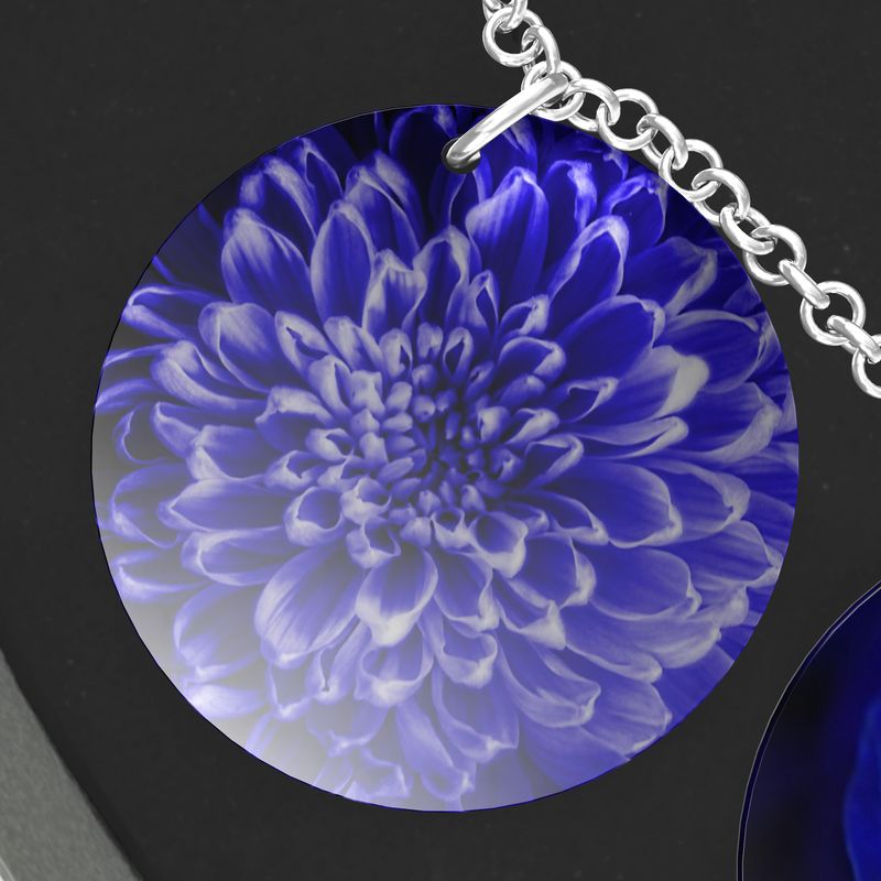 Blue Flowers Triple Pendant Necklace