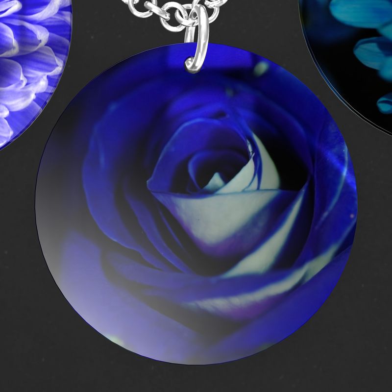 Blue Flowers Triple Pendant Necklace