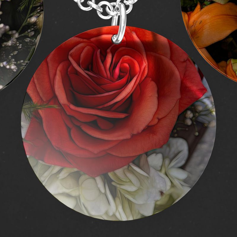 November Flowers Triple Pendant Necklace