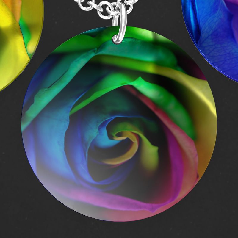 Rainbow Roses Triple Pendant Necklace