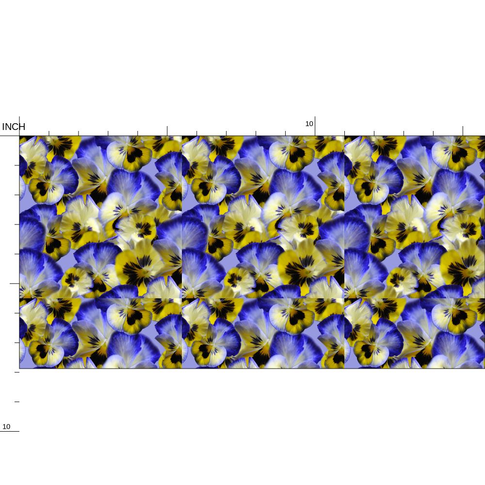 Blue and Yellow Pansies Fabric