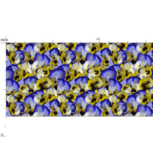 Blue and Yellow Pansies Fabric