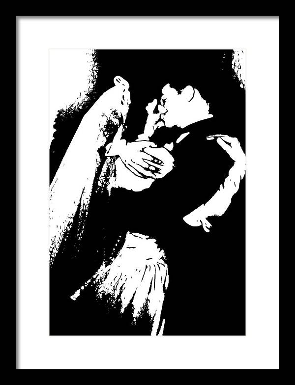 1940s Wedding Kiss Two Tone - Framed Print