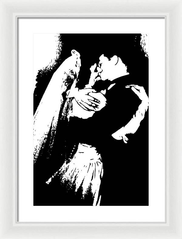 1940s Wedding Kiss Two Tone - Framed Print
