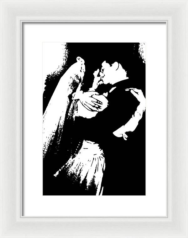 1940s Wedding Kiss Two Tone - Framed Print