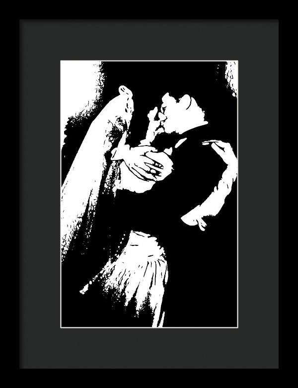 1940s Wedding Kiss Two Tone - Framed Print