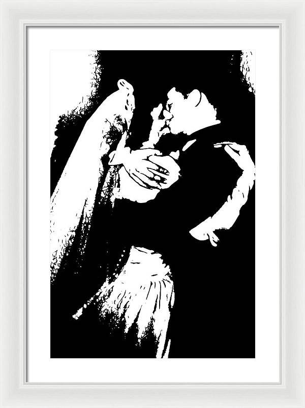 1940s Wedding Kiss Two Tone - Framed Print