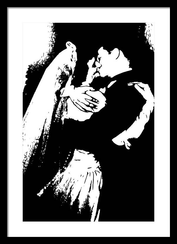 1940s Wedding Kiss Two Tone - Framed Print