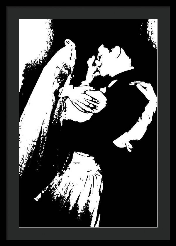1940s Wedding Kiss Two Tone - Framed Print