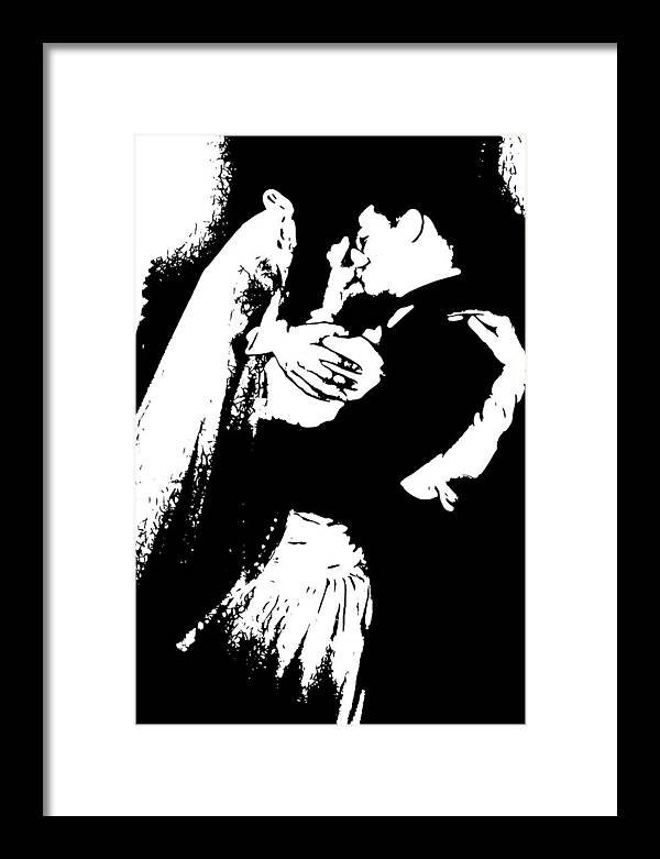 1940s Wedding Kiss Two Tone - Framed Print