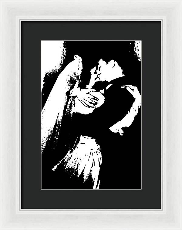 1940s Wedding Kiss Two Tone - Framed Print
