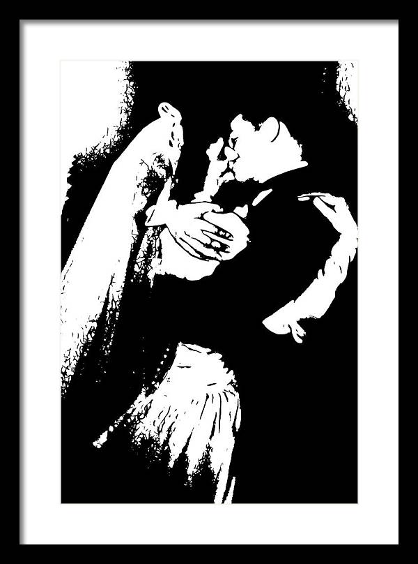 1940s Wedding Kiss Two Tone - Framed Print