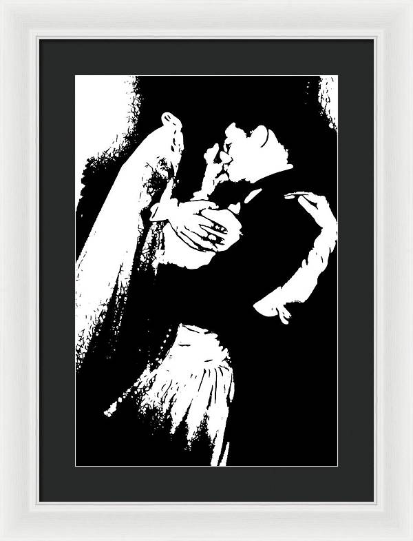1940s Wedding Kiss Two Tone - Framed Print
