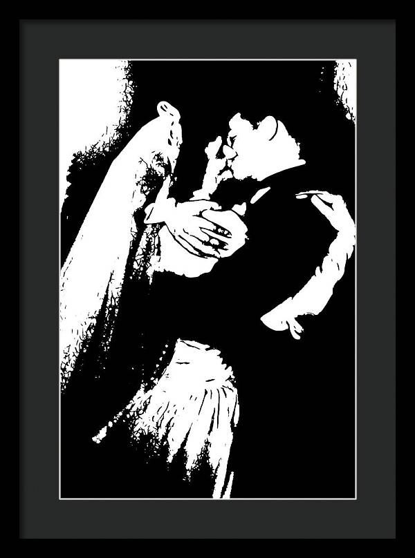 1940s Wedding Kiss Two Tone - Framed Print
