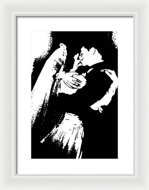 1940s Wedding Kiss Two Tone - Framed Print