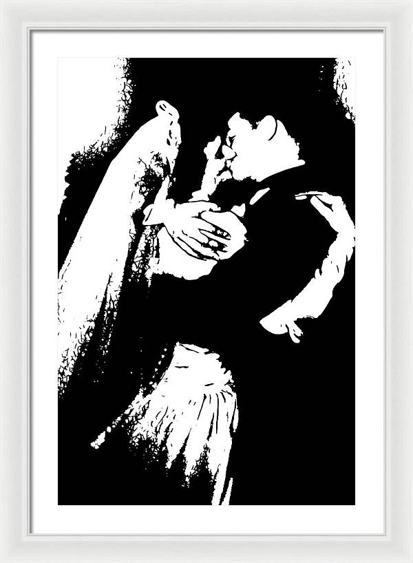 1940s Wedding Kiss Two Tone - Framed Print