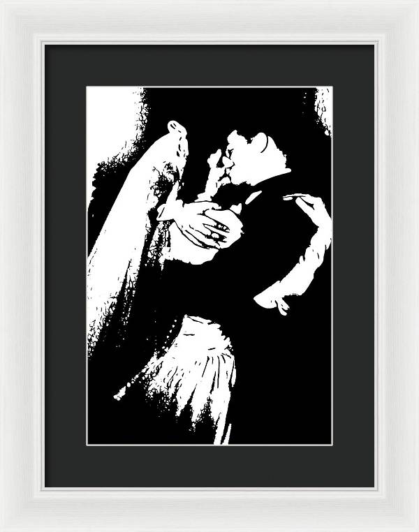 1940s Wedding Kiss Two Tone - Framed Print