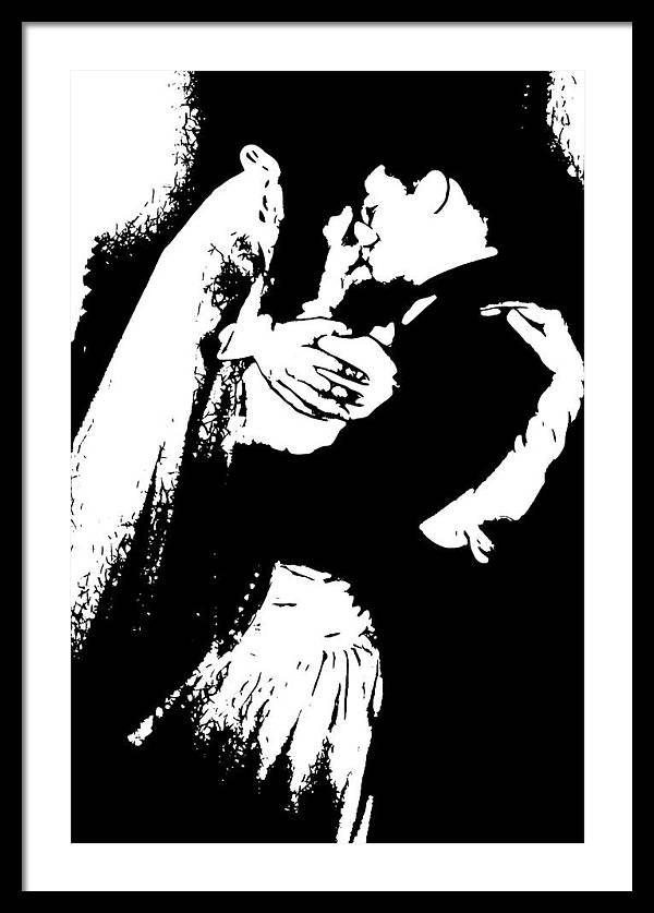 1940s Wedding Kiss Two Tone - Framed Print