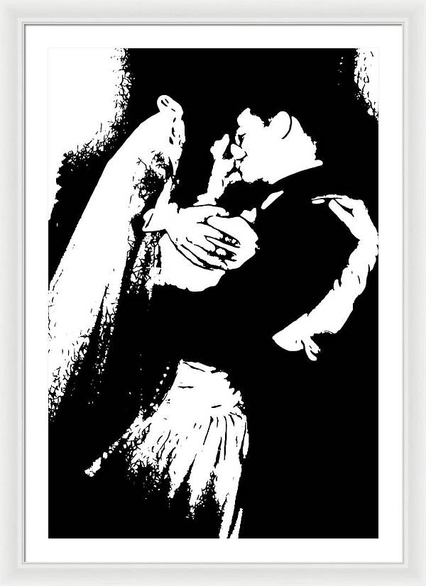1940s Wedding Kiss Two Tone - Framed Print