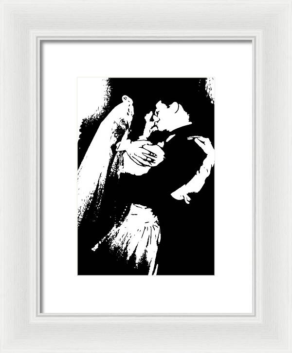 1940s Wedding Kiss Two Tone - Framed Print