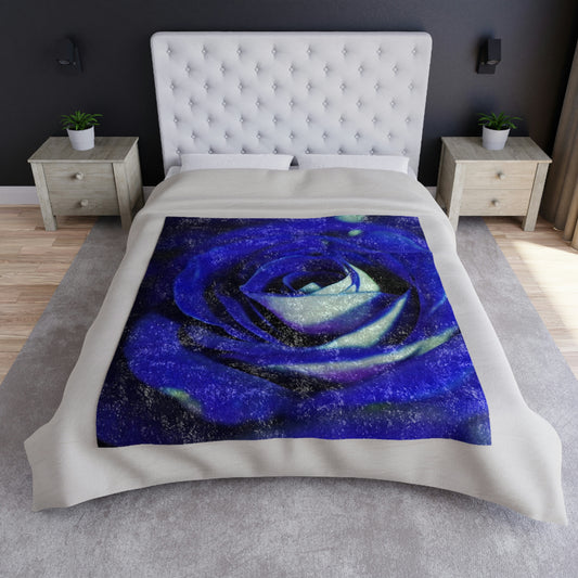 Blue Rose Crushed Velvet Blanket